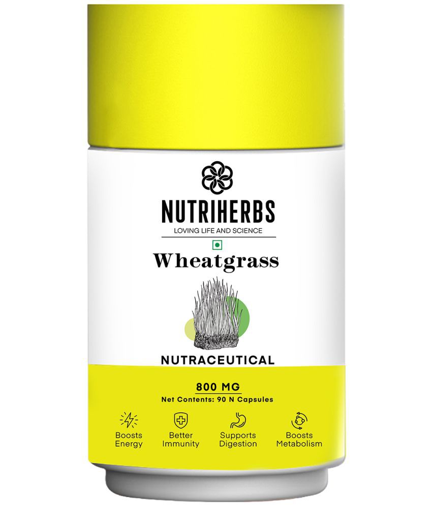     			Nutriherbs Wheatgrass Extract 800 mg 100% Pure & Organic  - 90 Capsules | Works As A Natural Detoxifier| Helps To Build Immunity 