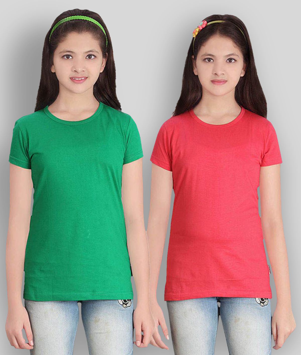    			Sini Mini - Multicolor Cotton Blend Girl's T-Shirt ( Pack of 2 )