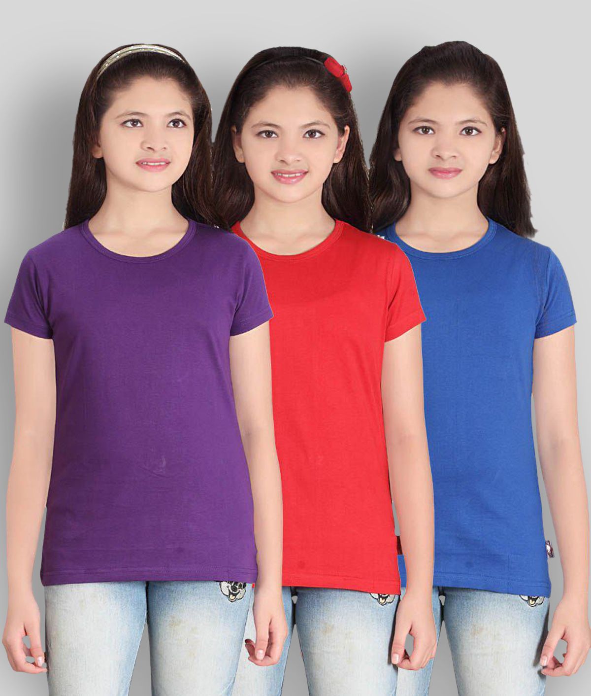     			Sini Mini - Multicolor Cotton Girl's Top ( Pack of 3 )