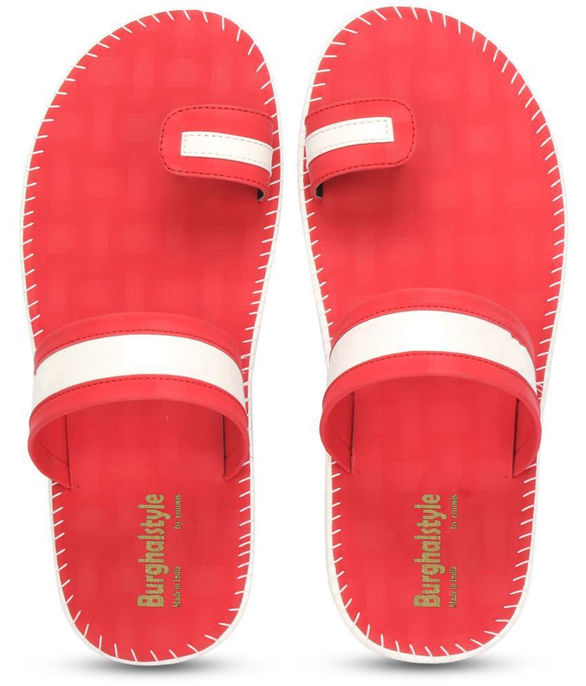     			burghalStyle - Red Men's Leather Slipper