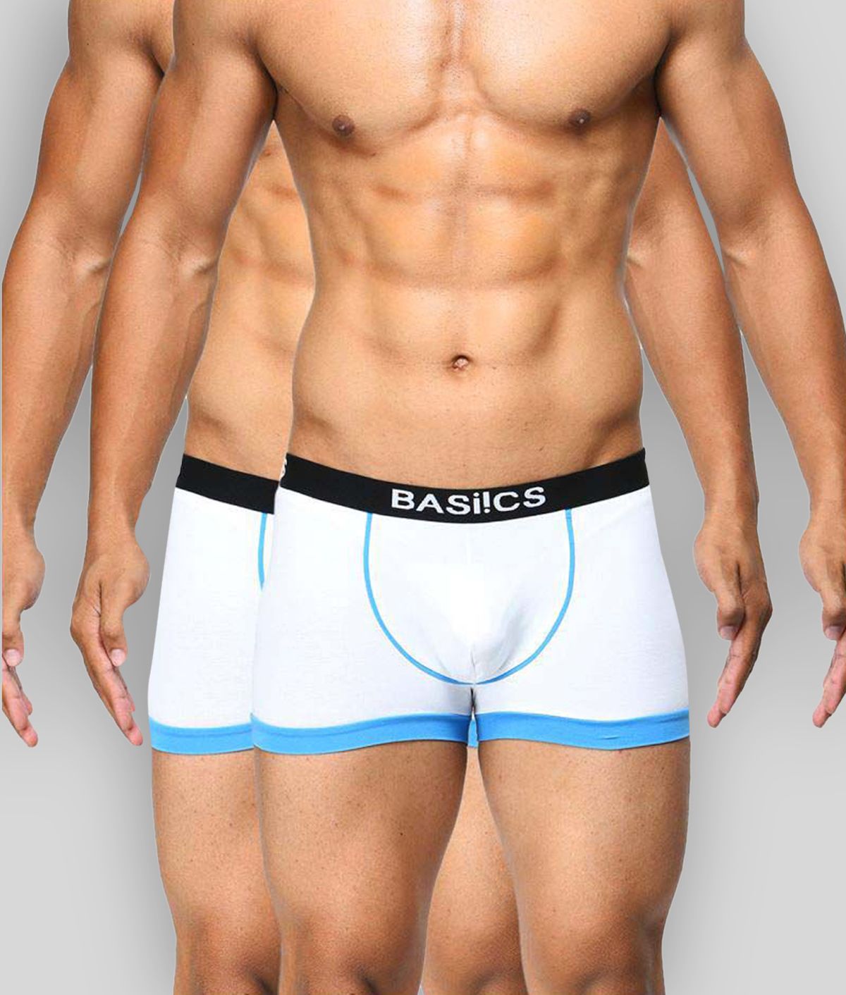     			BASIICS By La Intimo Pack of 2 Cotton Blend Trunks For Men's ( White )