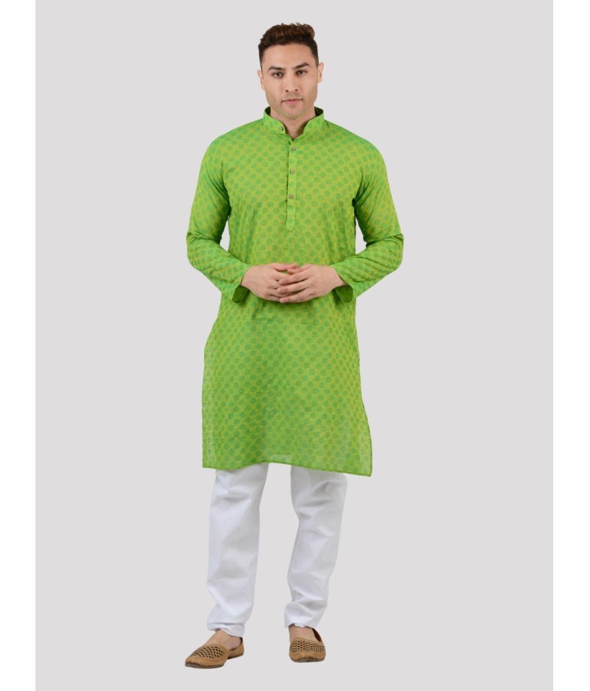     			Maharaja - Green Cotton Regular Fit Men's Kurta Pyjama Set ( Pack of 1 )