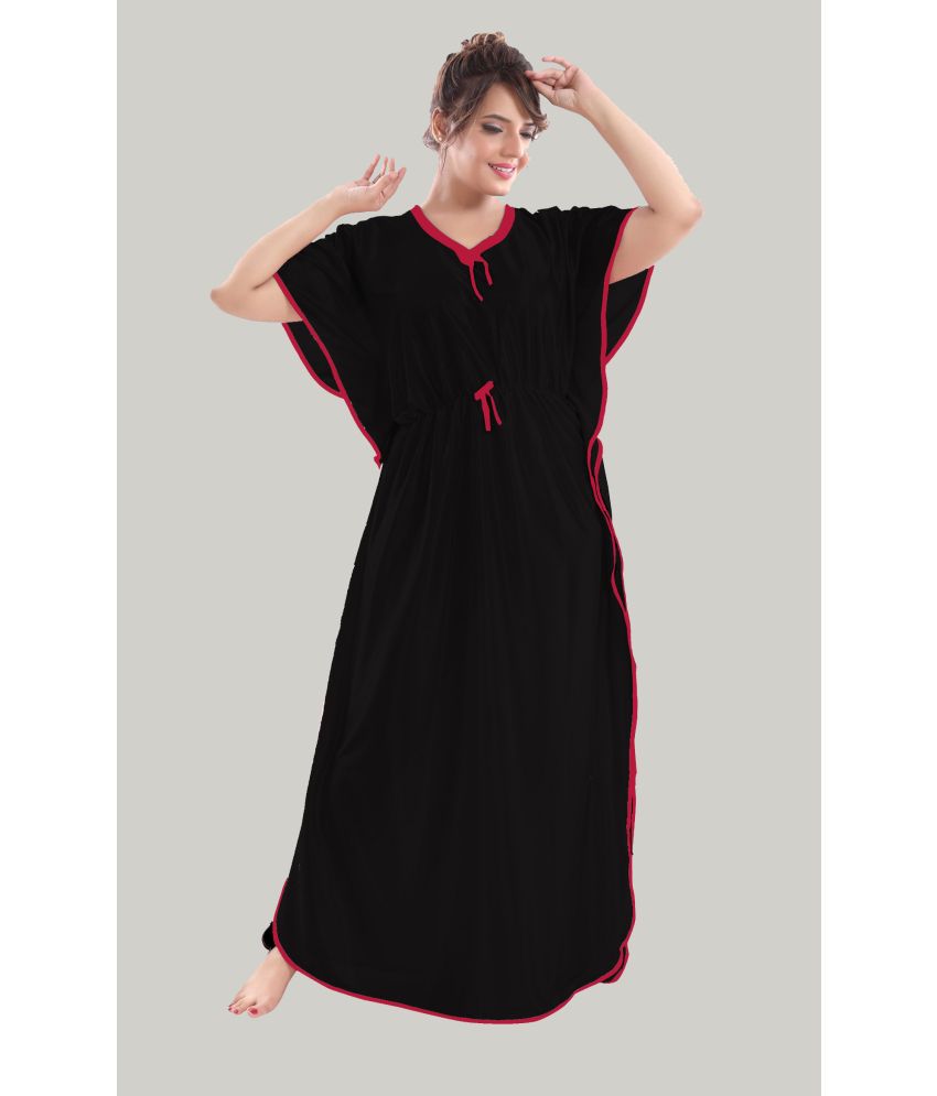     			RRIDHIMA - Black Satin Women's Nightwear Kaftan ( Pack of 1 )