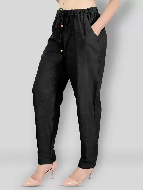 Buy Black Cotton Full Length Casual Pj Pant for Women Online at Fabindia |  20054252