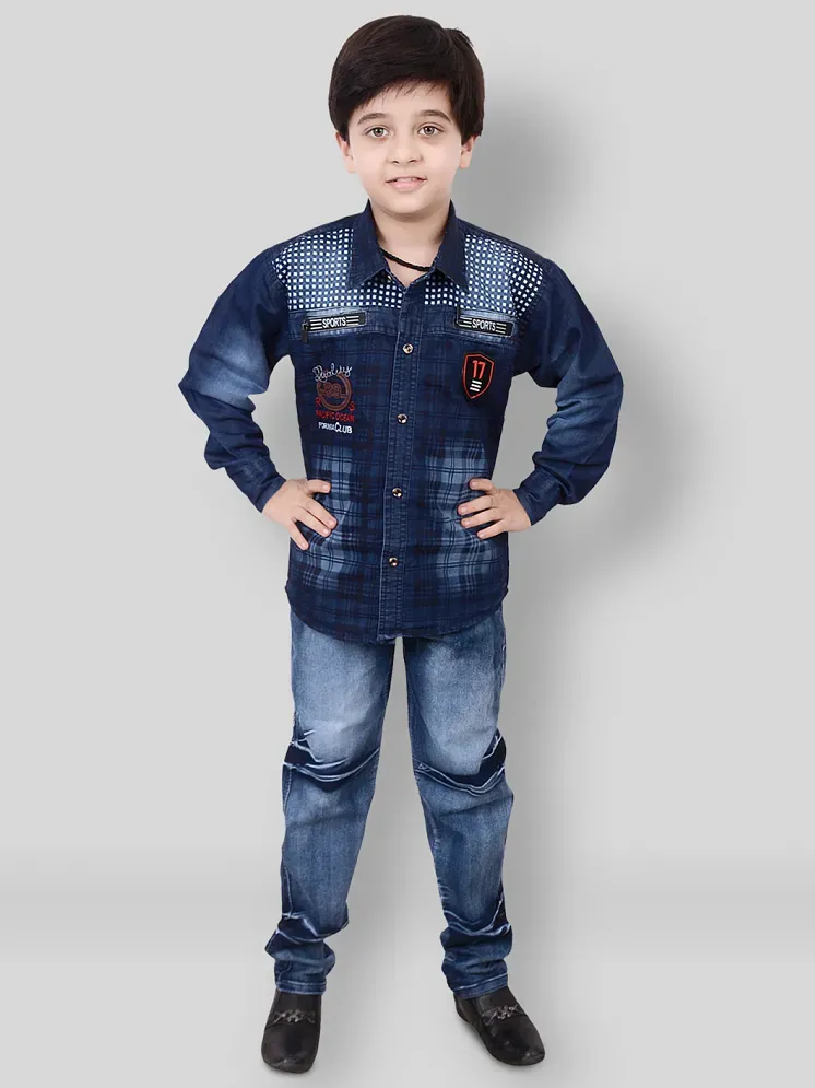 Arshia Fashions - Blue Denim Boy's Shirt & Jeans ( Pack of 1 ) - Buy Arshia  Fashions - Blue Denim Boy's Shirt & Jeans ( Pack of 1 ) Online at Low Price  - Snapdeal