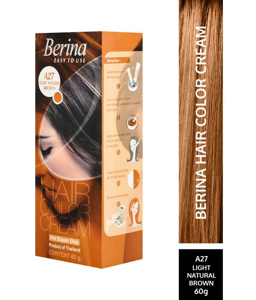 Berina Hair Color Cream A27 Long Lasting Shine Permanent Hair Light Natural  Brown for Women & Men 60 g Pack of 1: Buy Berina Hair Color Cream A27 Long  Lasting Shine Permanent