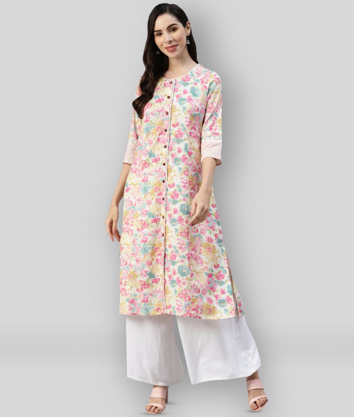    			Divena - Multicolor Cotton Women's Front Slit Kurti ( Pack of 1 )