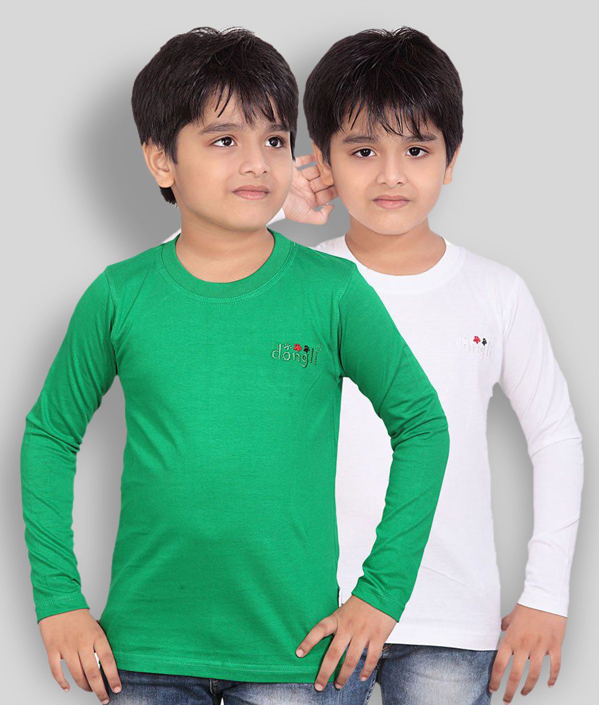     			Dongli - Green 100% Cotton Boy's T-Shirt ( Pack of 2 )