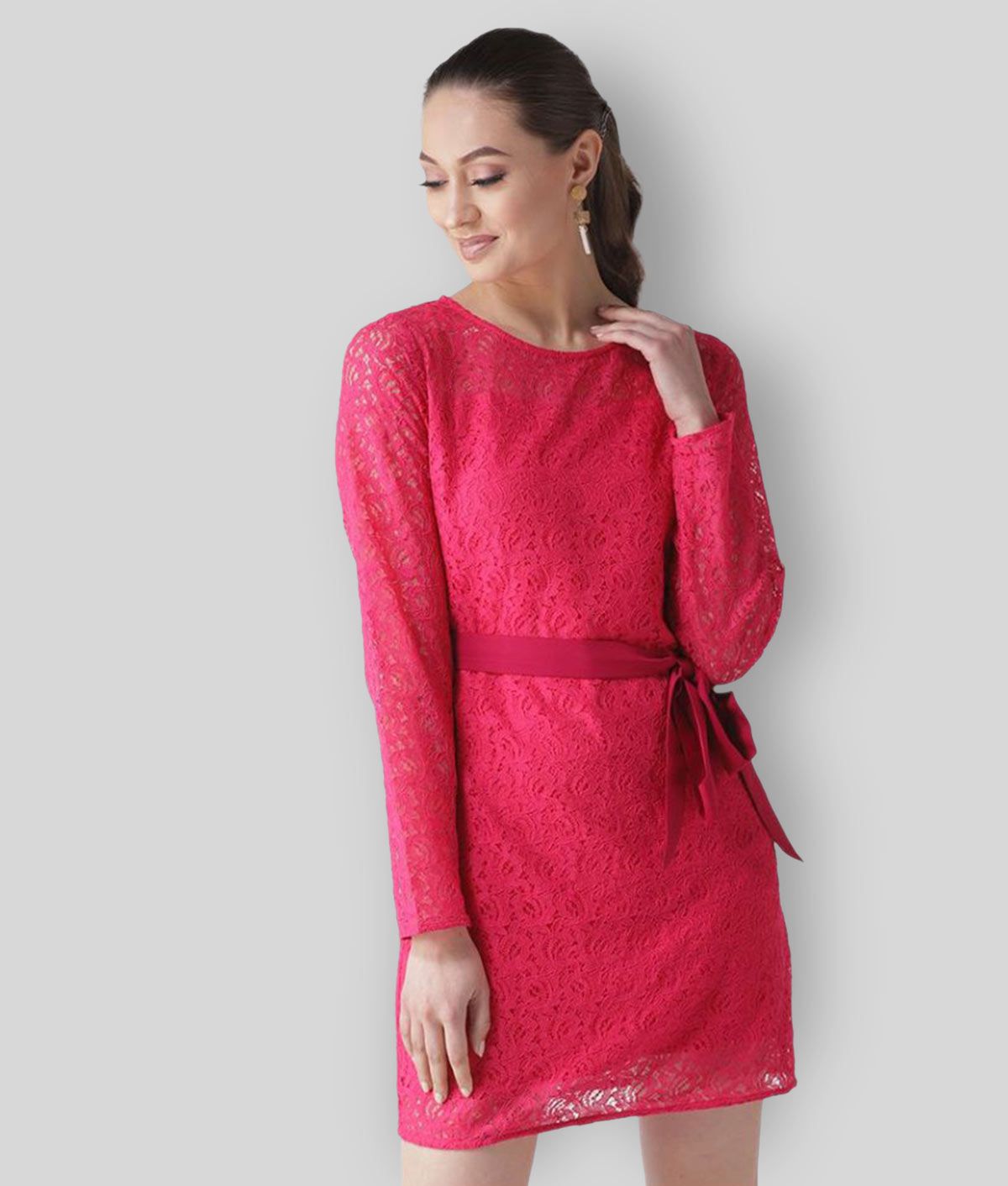 La Zoire - Pink Lace Women's A-line Dress ( Pack of 1 )