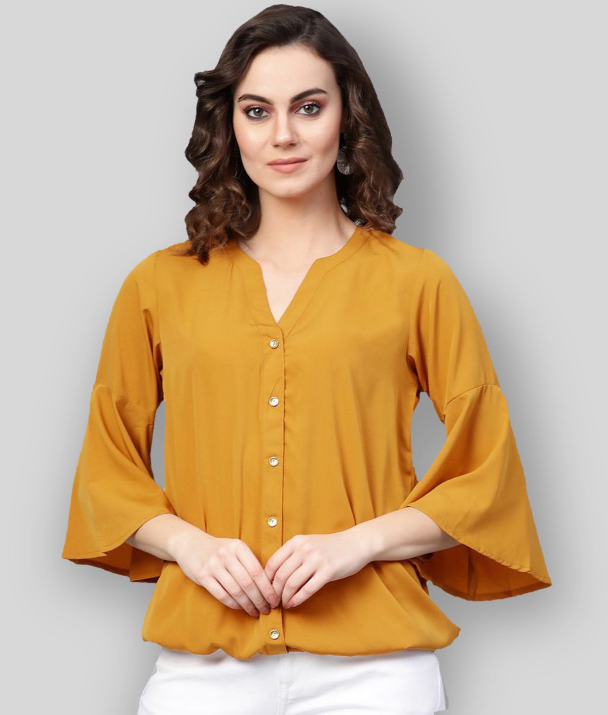     			Pannkh - Yellow Polyester Women's Regular Top ( Pack of 1 )