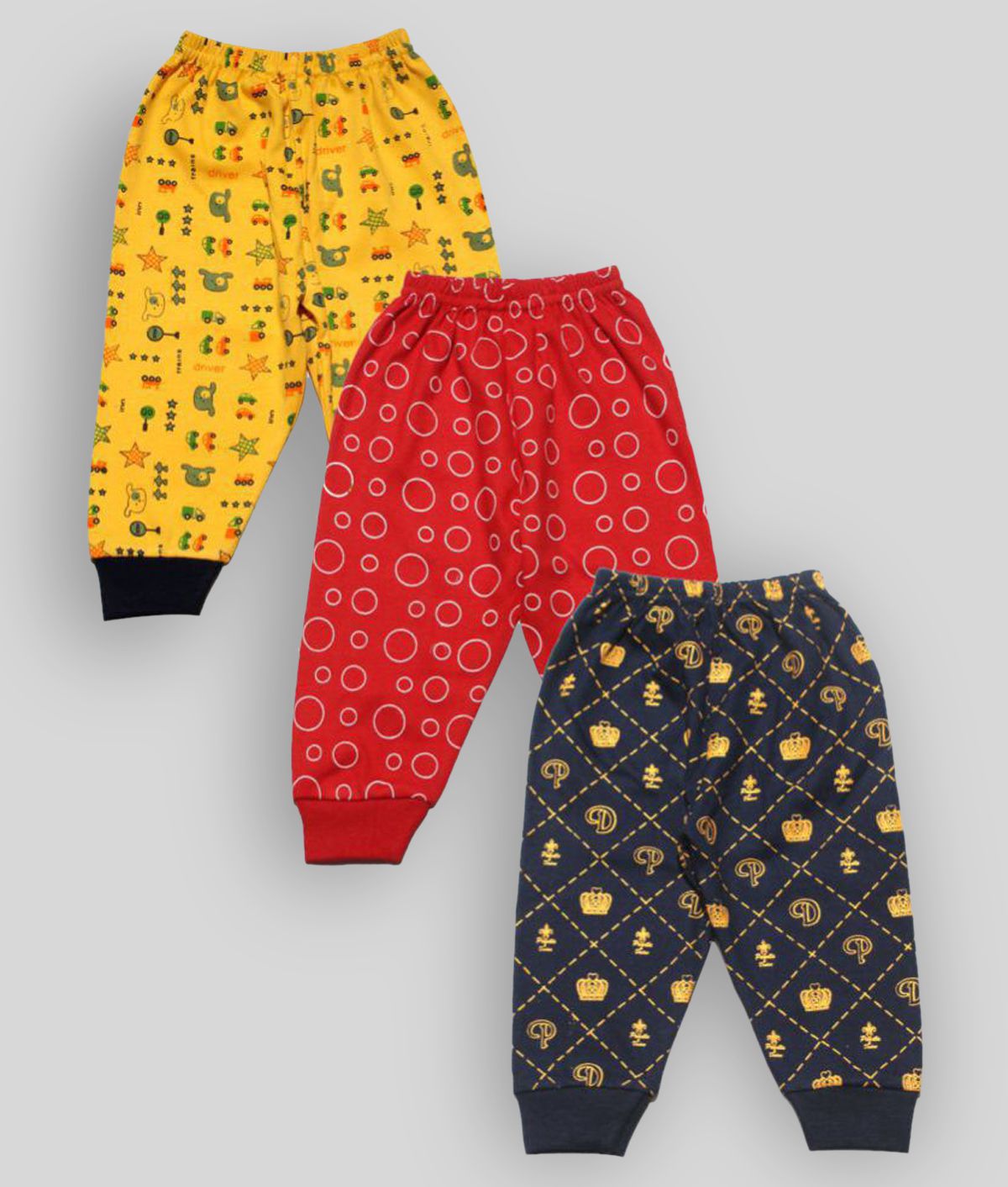 SHOPOLINE - Multicolor Cotton Trackpant For Baby Boy ( Pack of 3 )