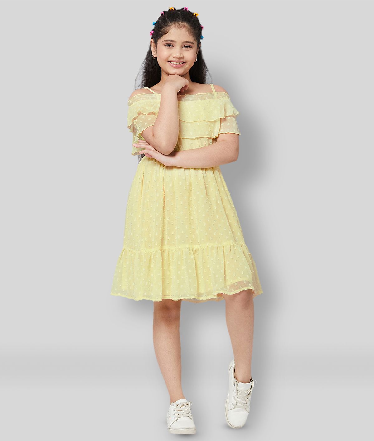 Stylo Bug - Yellow Polyester Girl's A-line Dress ( Pack of 1 )