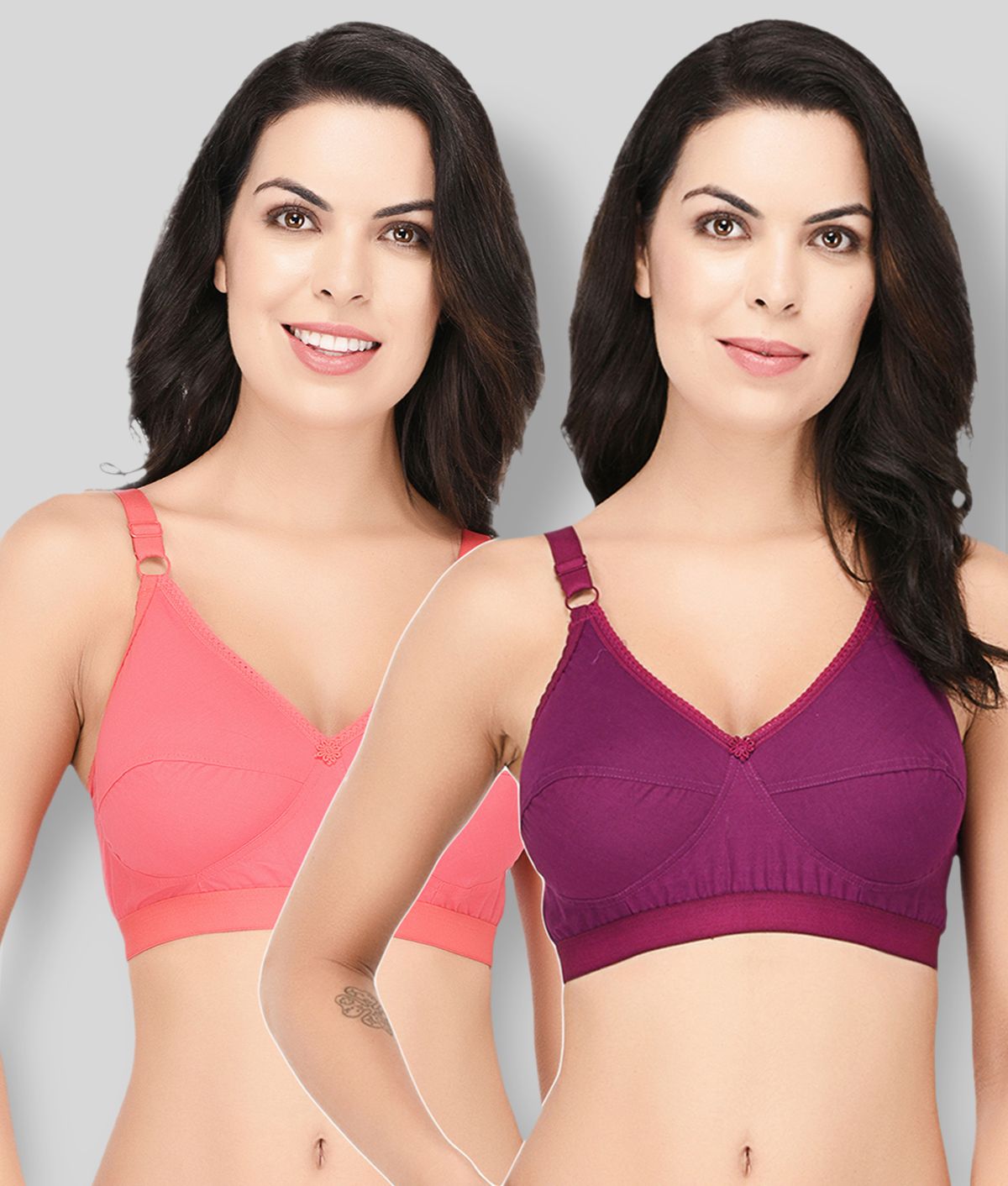     			Viral Girl - Multicolor Cotton Non - Padded Women's T-Shirt Bra ( Pack of 2 )