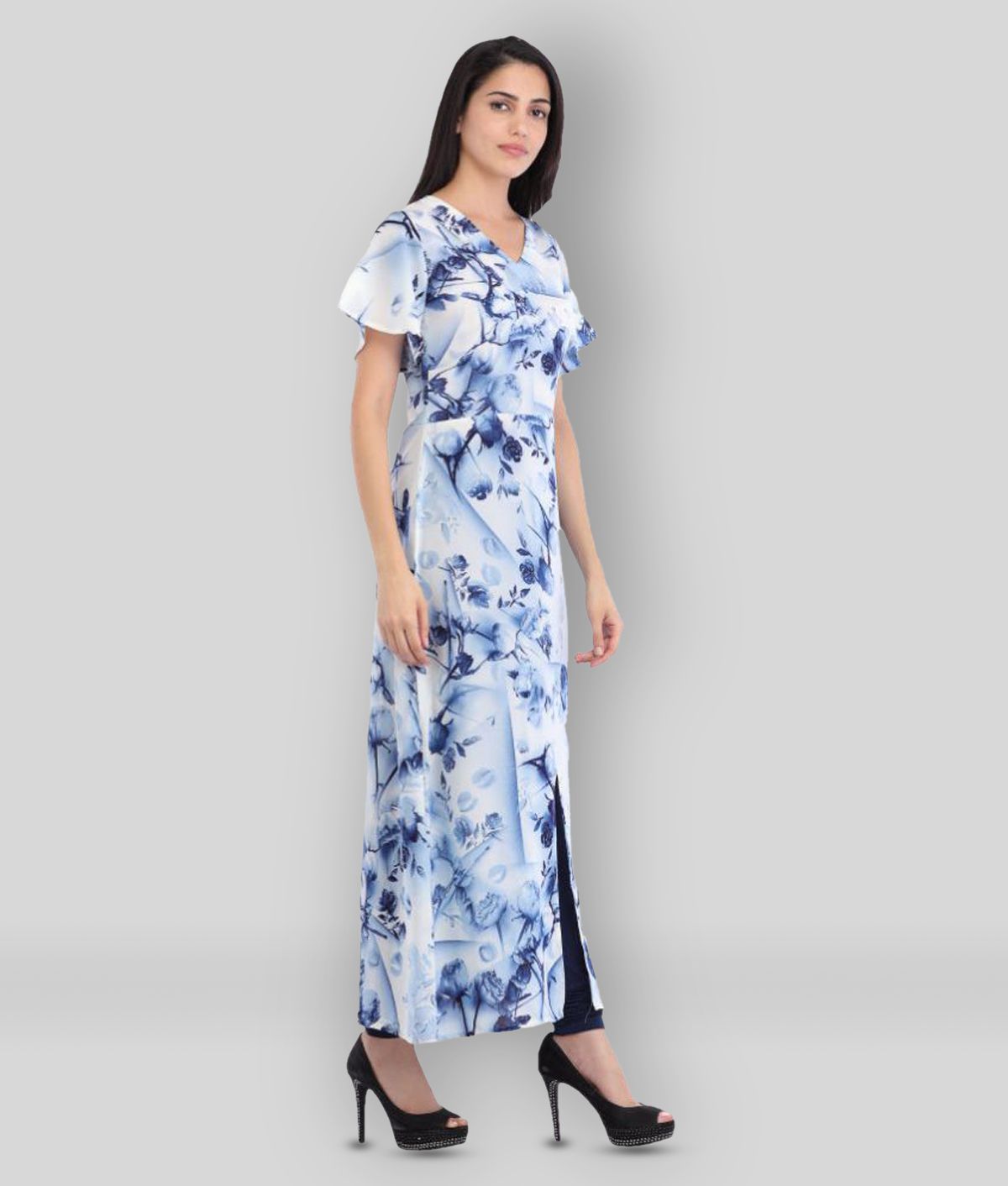 Cottinfab - Blue Viscose Women's A-line Dress ( Pack of 1 )