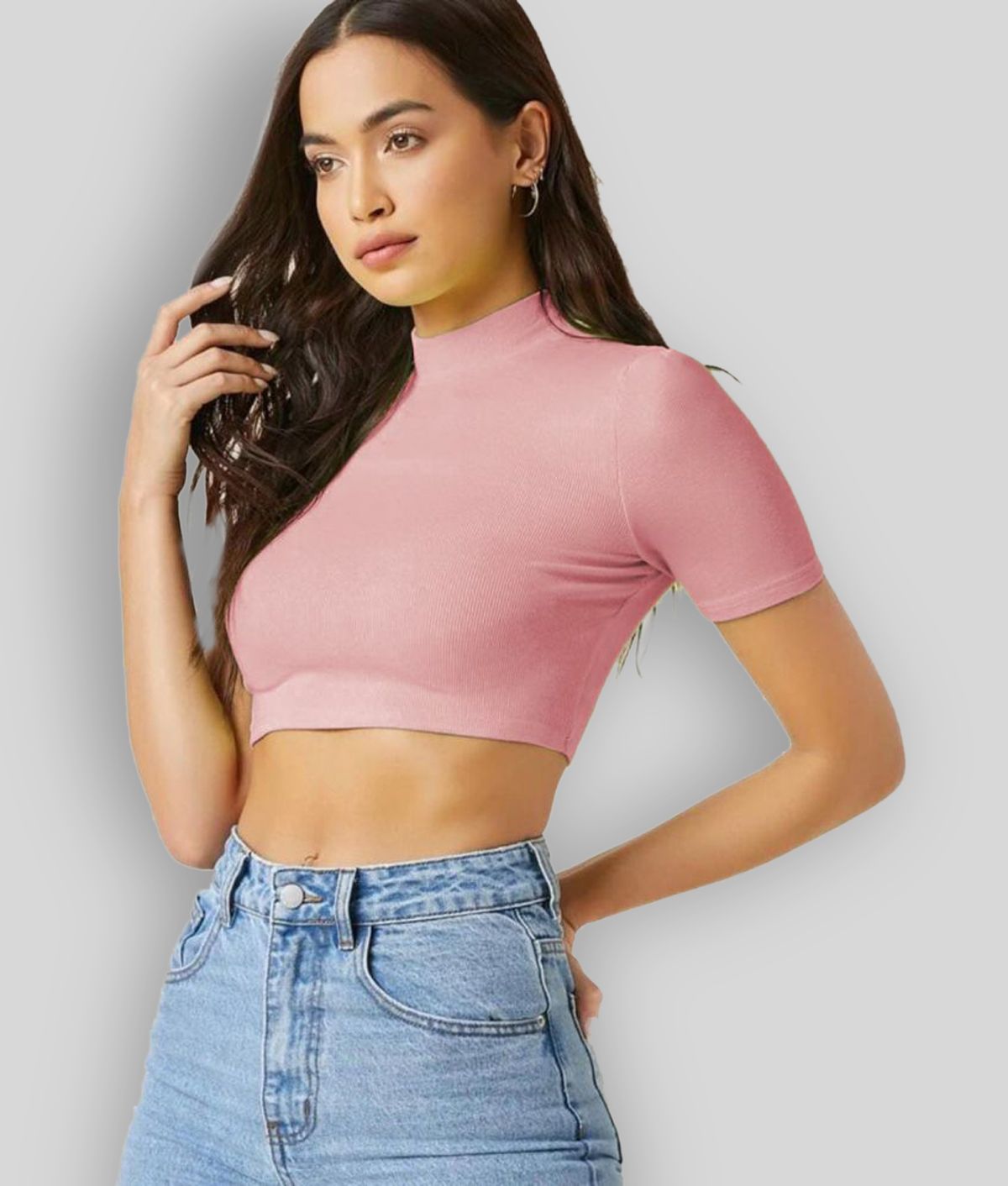     			Dream Beauty Fashion - Peach Polyester Women's Crop Top ( Pack of 1 )