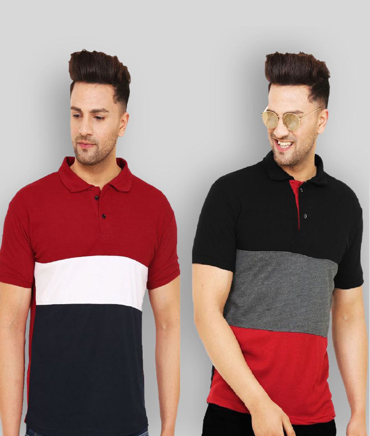     			Leotude - Multicolor Cotton Blend Regular Fit Men's Polo T Shirt ( Pack of 2 )