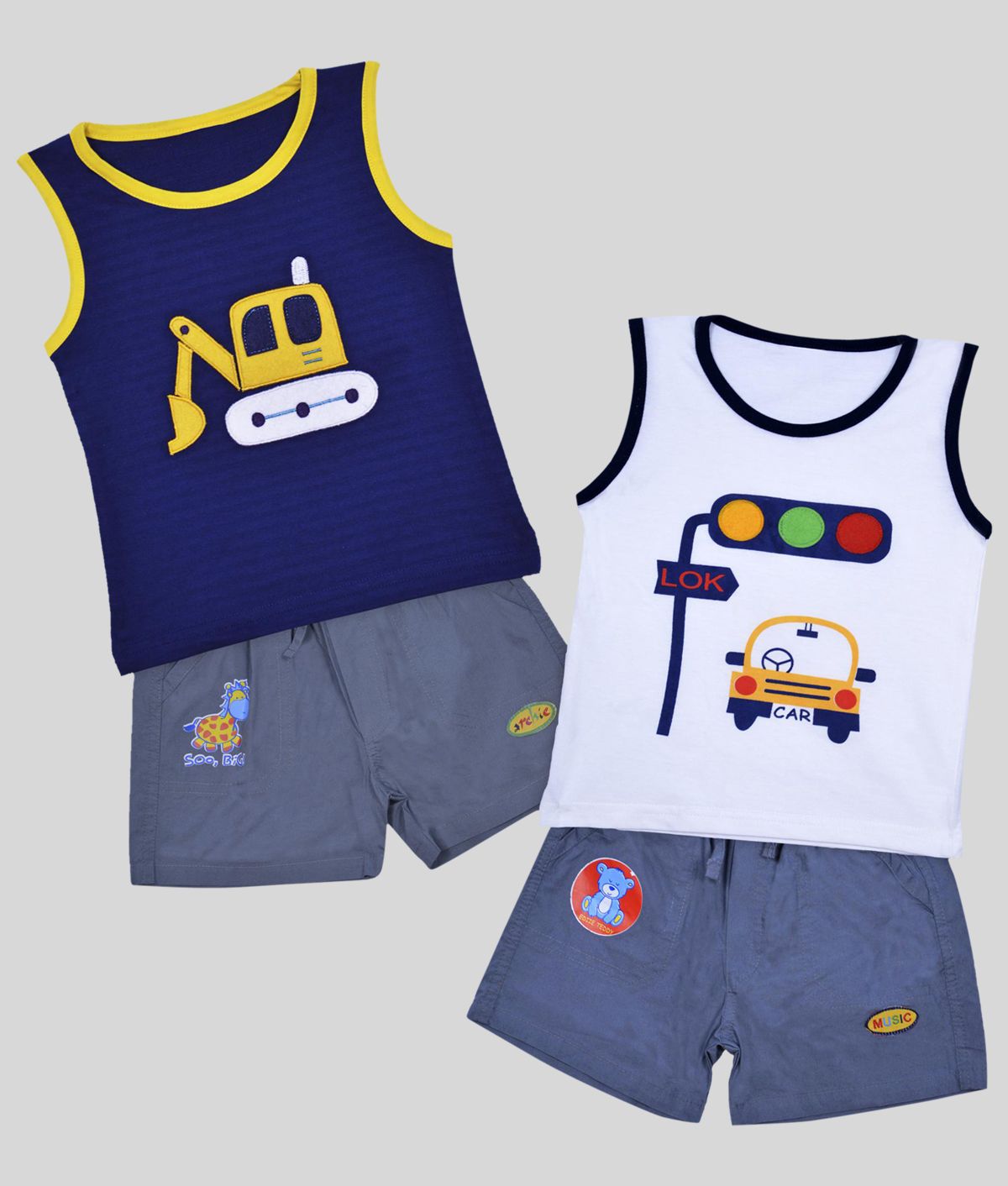     			Me N My CLOSET - Multicolor Cotton T-Shirt & Shorts For Baby Boy,Baby Girl ( Pack of 2 )