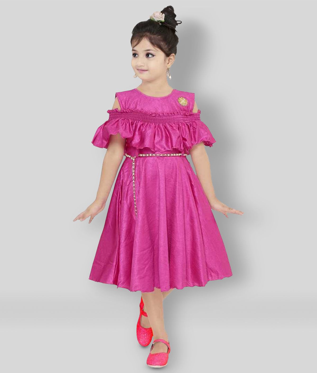     			Mojua - Pink Cotton Blend Girl's A-line Dress ( Pack of 1 )