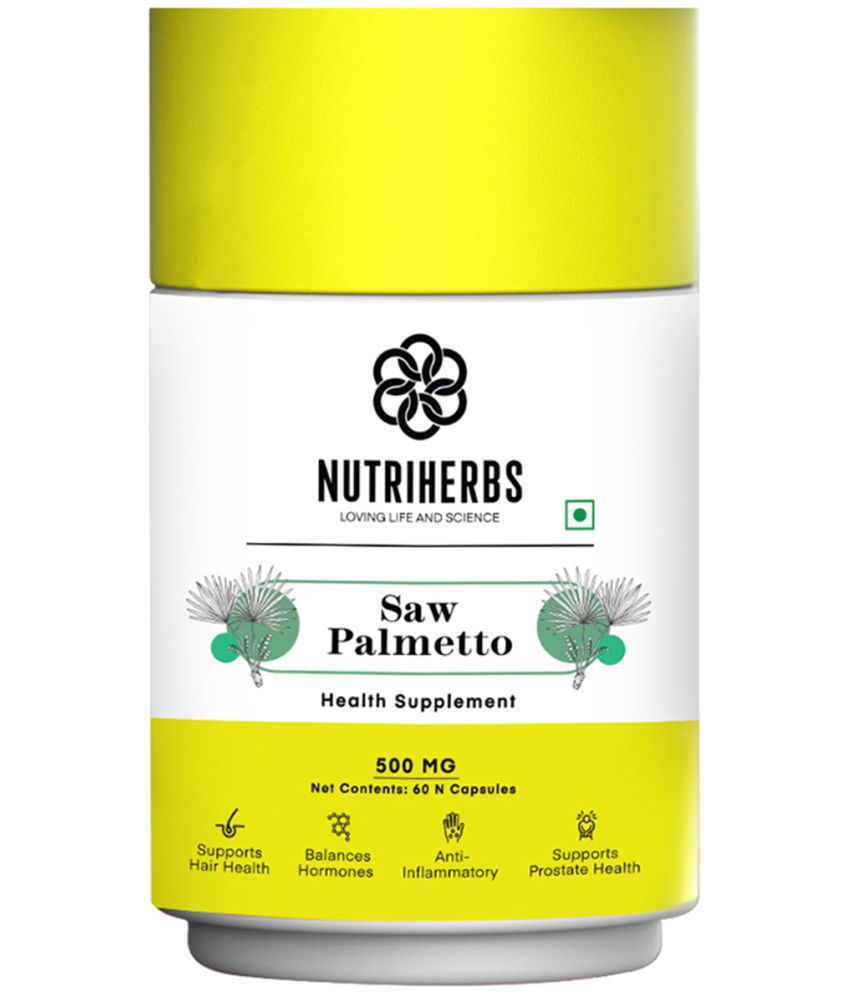     			Nutriherbs Saw Palmetto Extract 500 mg100% Natural & Pure - 60 Capsule | For Hair Growth and Prevents Hair Loss