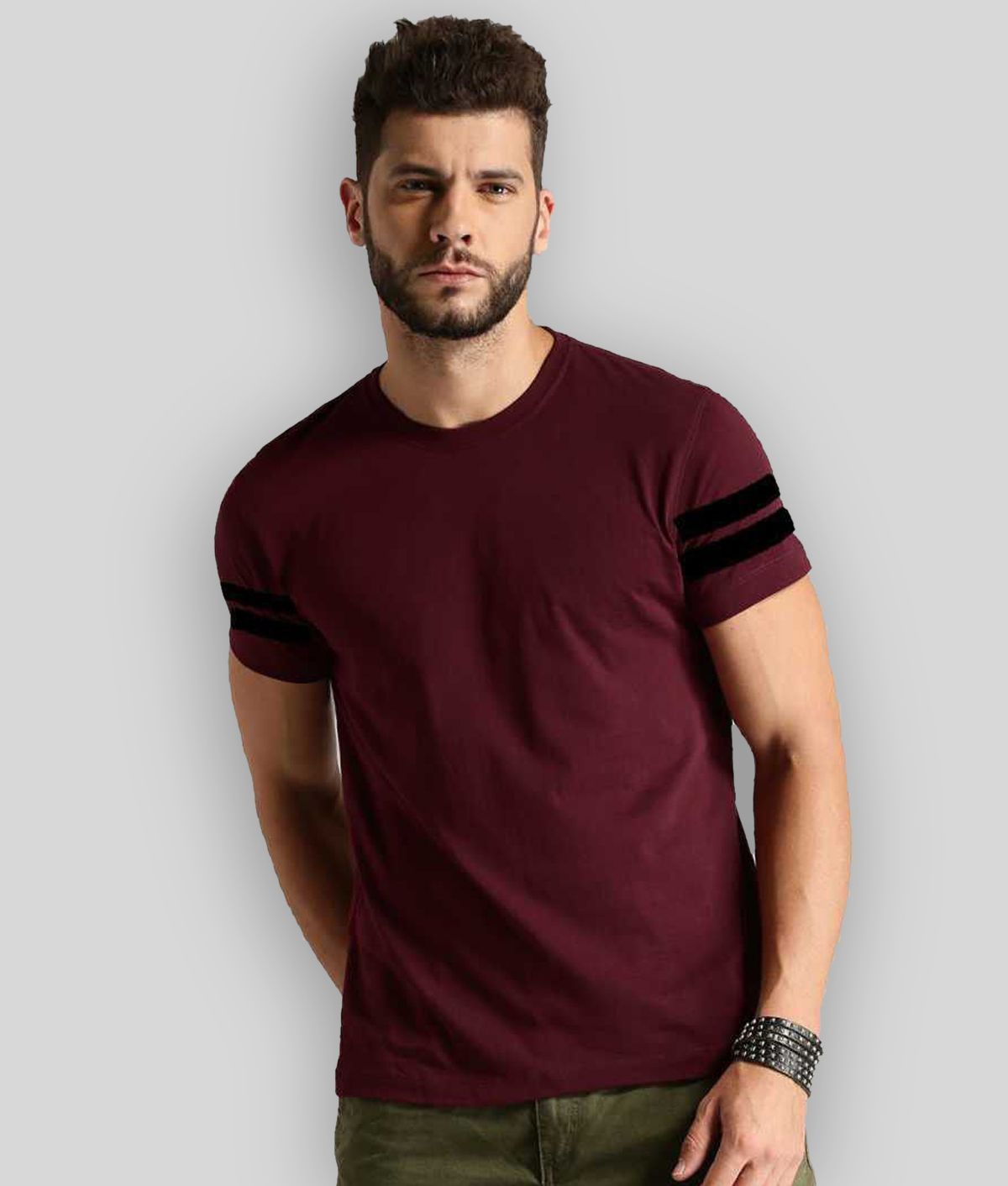 Smartees - Maroon Cotton Blend Regular Fit Men's T-Shirt ( Pack of 1 )