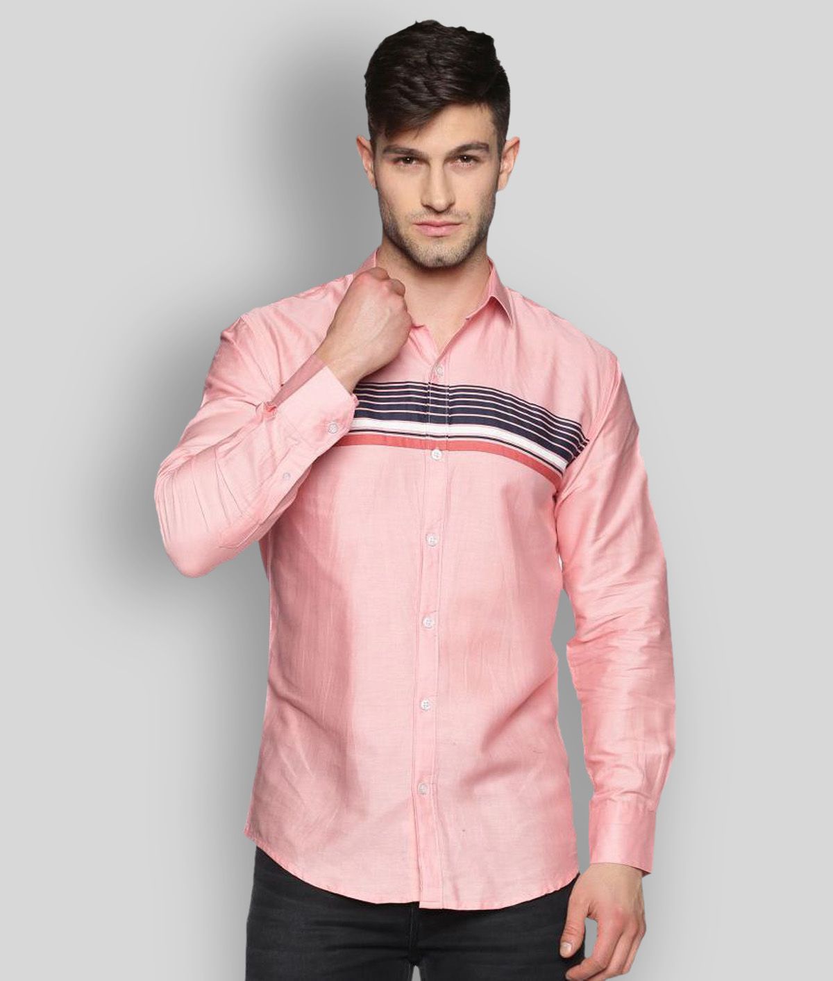 YHA - Peach 100% Cotton Regular Fit Men's Casual Shirt ( Pack of 1 )