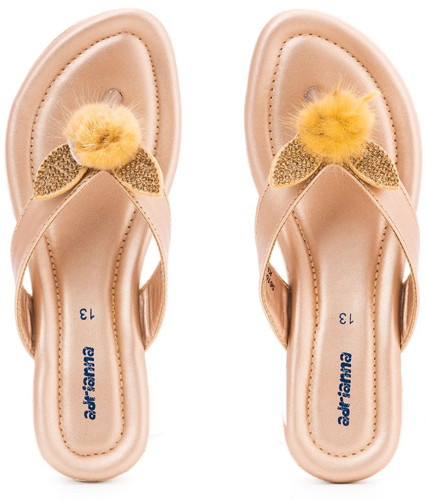     			Adrianna Beige Flat Slip On Sandal for Girls