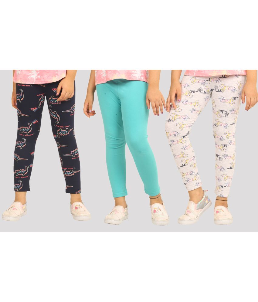     			Ariel - Beige Cotton Girls Leggings ( Pack of 3 )