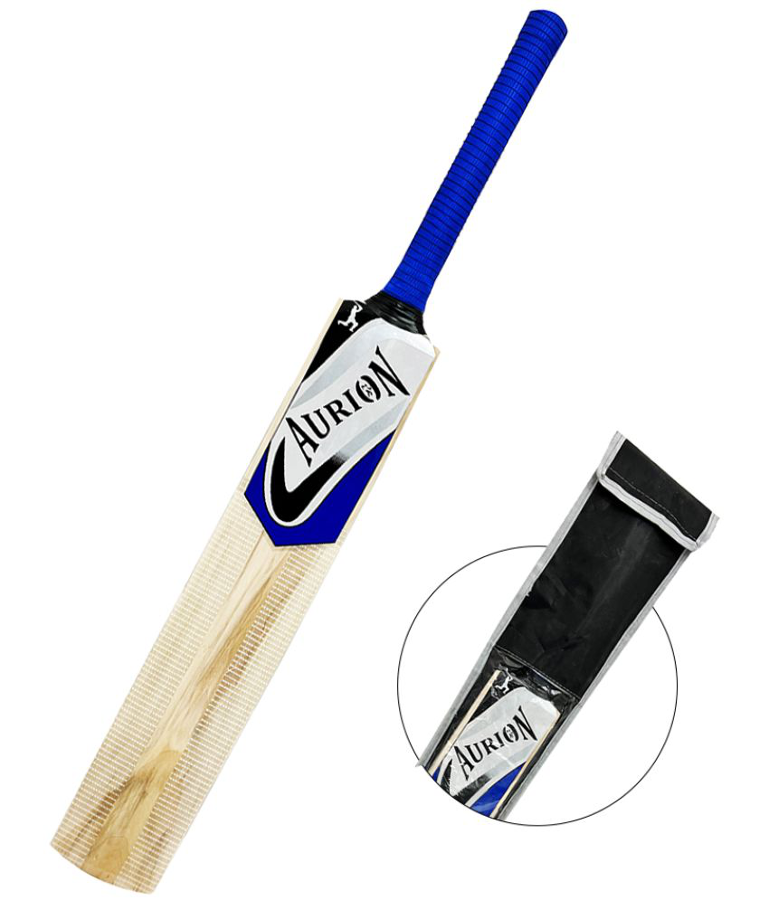 Aurion Half Cane Kashmir Willow Cricket Bat | Full Size - 7 | Blue | Extra Sturdy Grip | Ready to Play | Extra Protective Fishing Tape