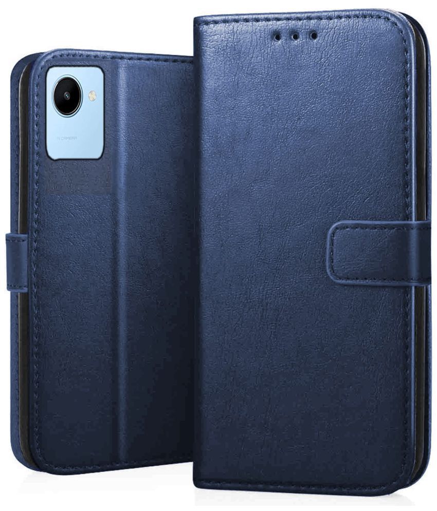     			Doyen Creations - Blue Artificial Leather Flip Cover Compatible For Realme C30 ( Pack of 1 )