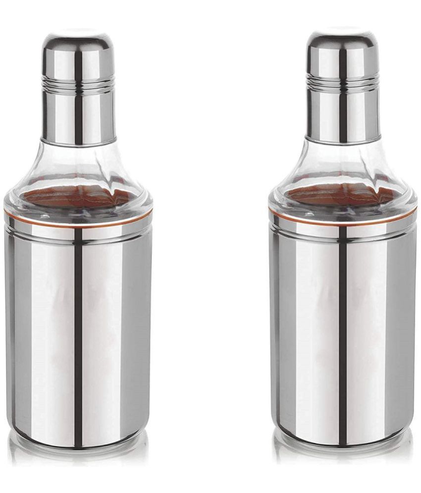     			Dynore - Silver Steel Oil Container ( Pack of 2 )