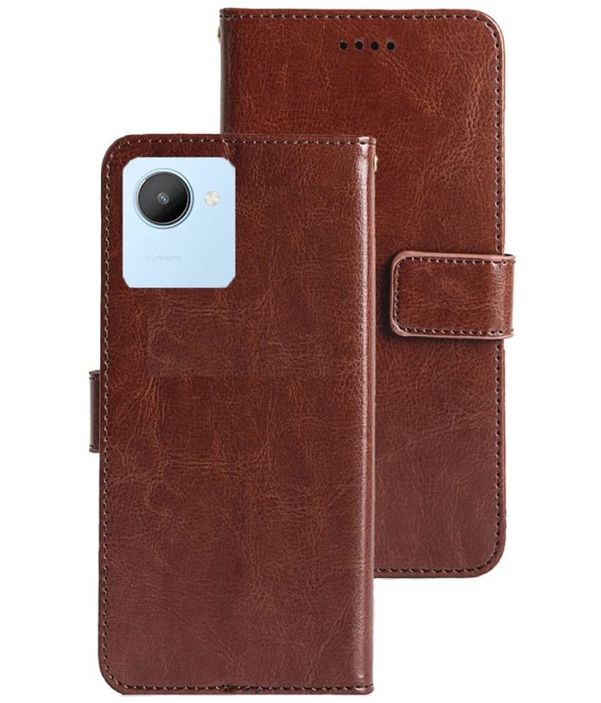     			KOVADO - Brown Artificial Leather Flip Cover Compatible For Realme C30 ( Pack of 1 )