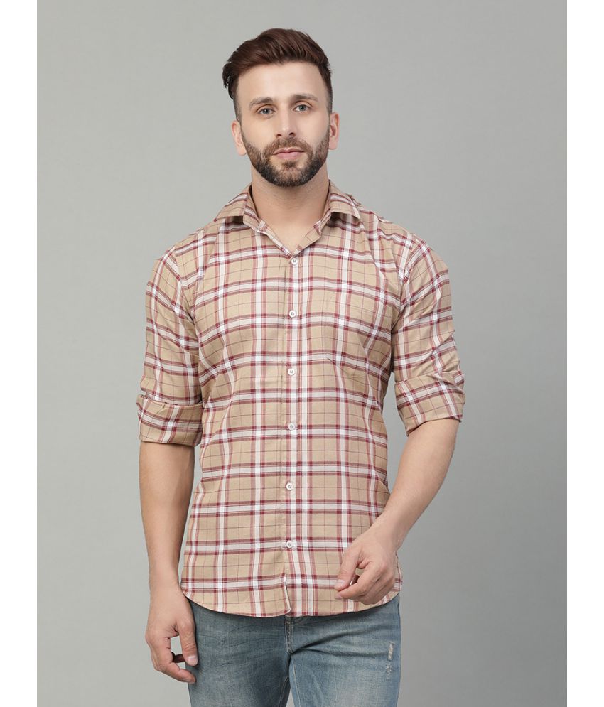     			YHA - Beige Cotton Blend Regular Fit Men's Casual Shirt ( Pack of 1 )