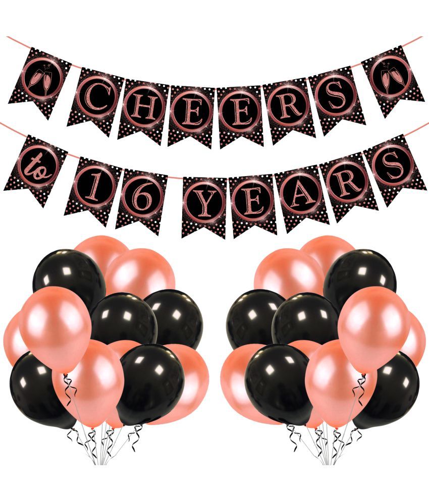     			Zyozi 16th Birthday Decorations Cheers to 16 Years 16th Birthday Banner with Swirls and Balloon for Men Women Rose Gold Backdrop Wedding Anniversary Party Supplies Decorations