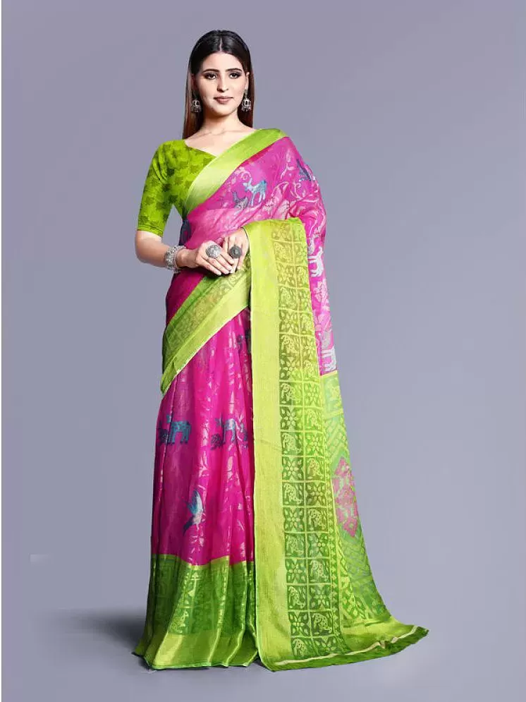 Buy Pink & Teal Sarees for Women by ARRIVA FAB Online | Ajio.com