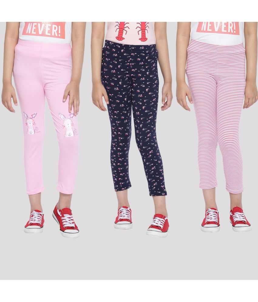     			Ariel - Light Pink Cotton Girls Leggings ( Pack of 3 )