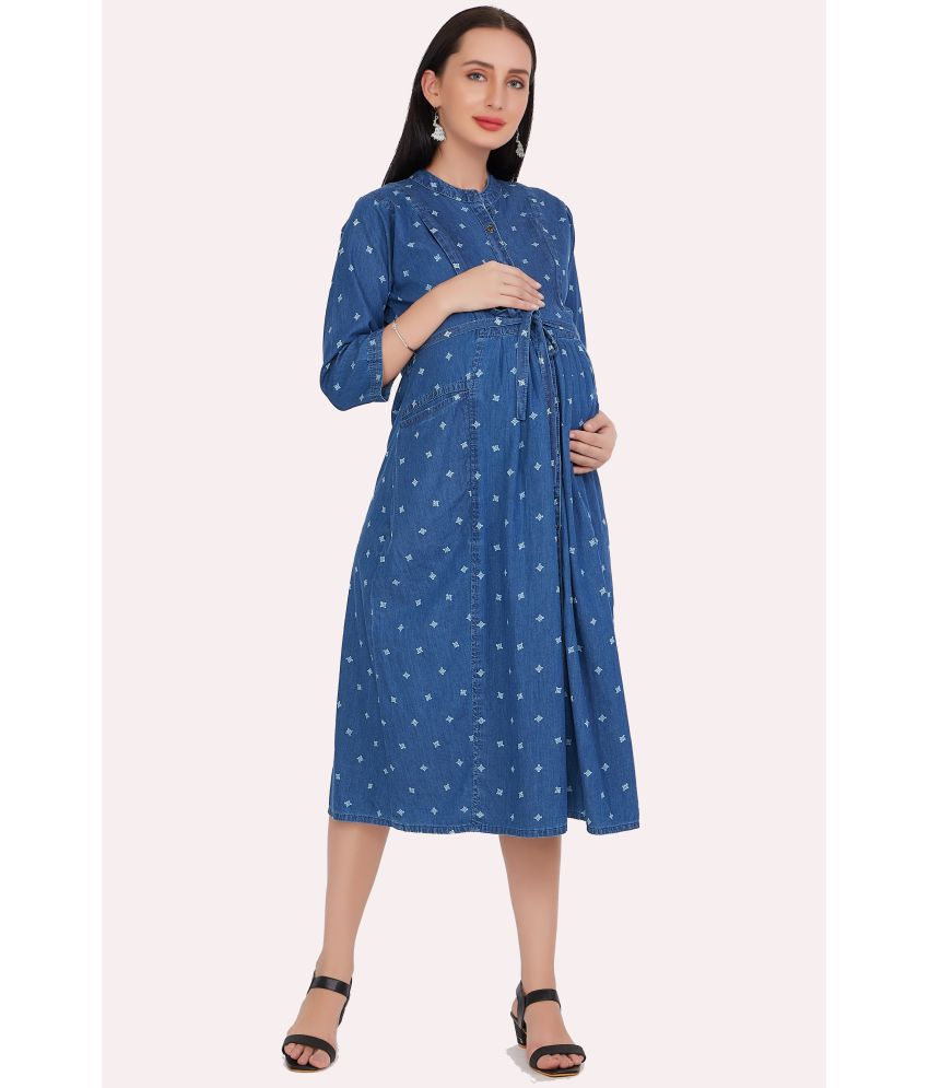     			CEFALU - Blue Denim Women's Maternity Dress ( Pack of 1 )