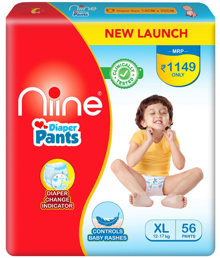     			Niine Baby Diaper Pants Extra Large(XL) Size (Pack of 1) 56 Pants for Overnight Protection with Rash Control
