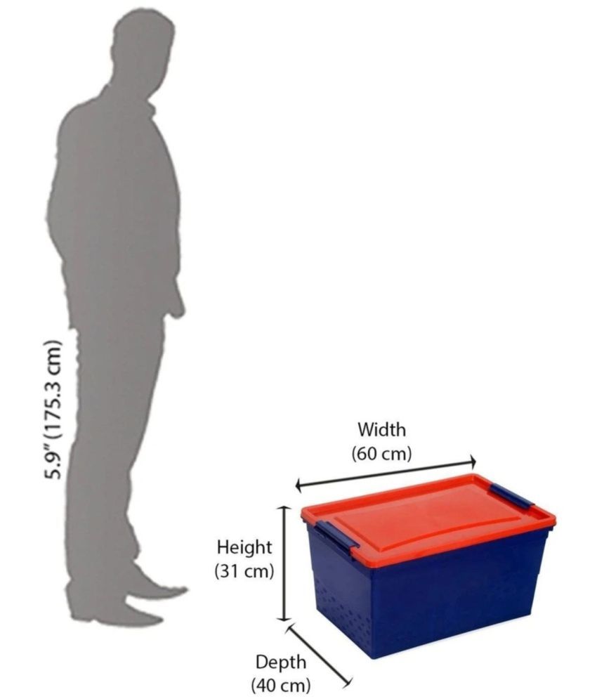 Nilkamal Plastic Stackable Storage Box with Wheels, 50 L, Storage