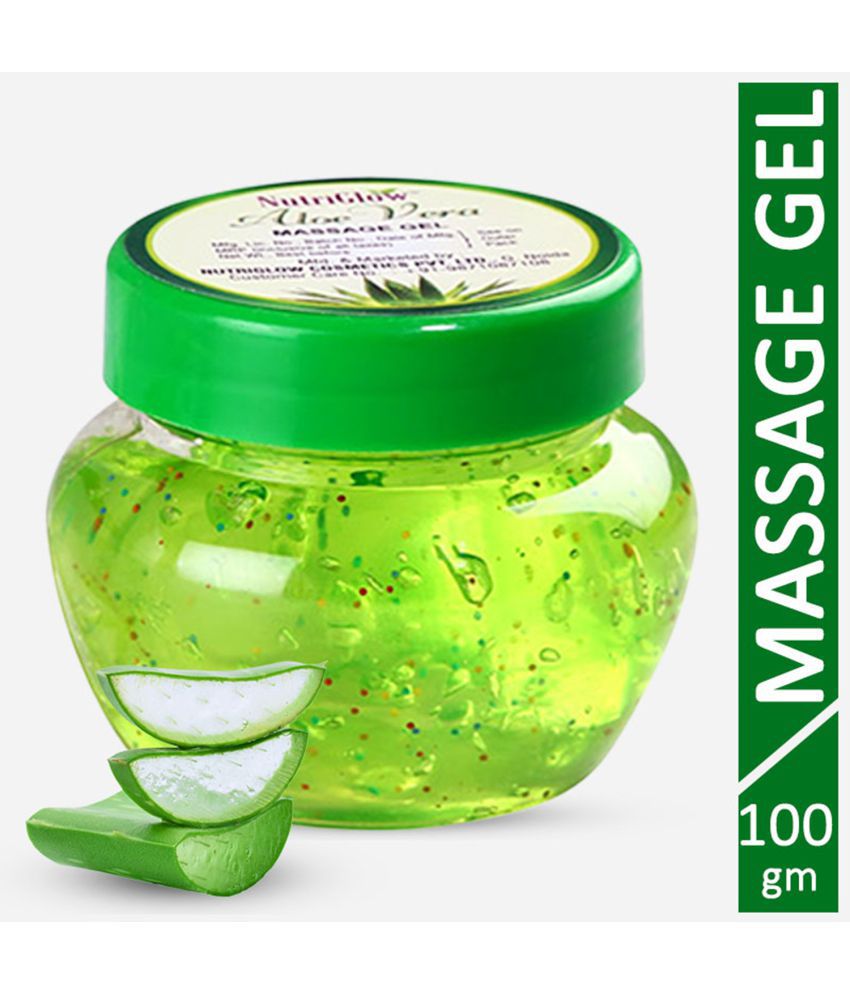     			NutriGlow Aloe Vera Gel Great for Face, Hair, Acne, Sunburn, Bug Bites, Rashes, Glowing and Radiant Skin, 100gm