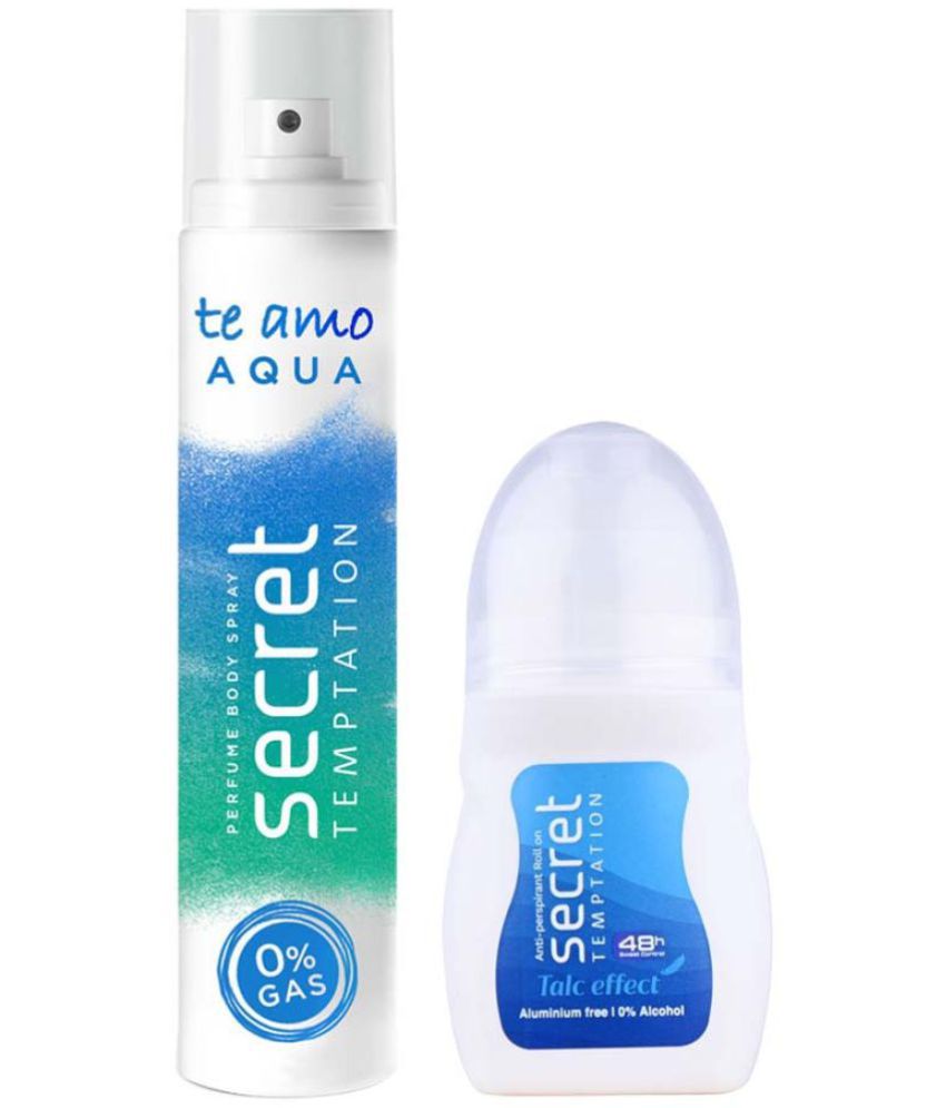     			secret temptation Talc Effect Roll-on 50ml & Aqua Body Spary 120ml, Combo Pack of 2 for Women (2 Items in the set)