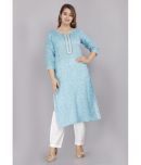 HIGHLIGHT FASHION EXPORT - Light Blue Cotton Women's Straight Kurti ( Pack of 1 )