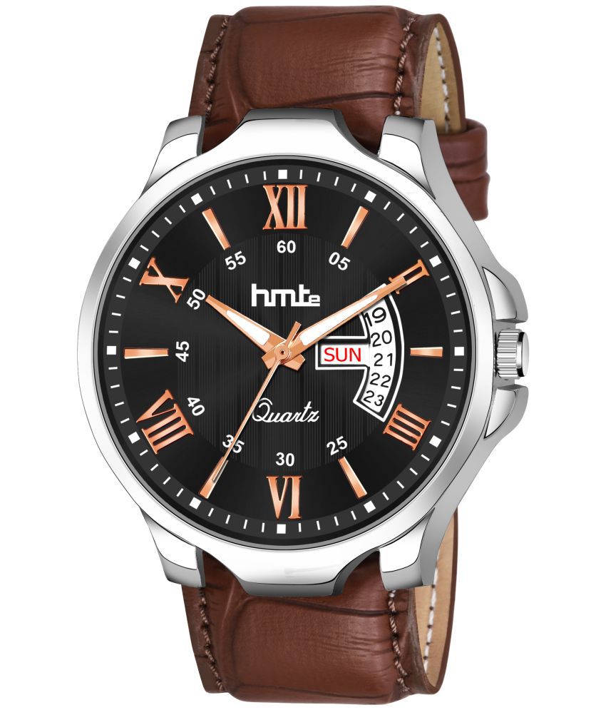     			HMTe - Brown Leather Analog Men's Watch