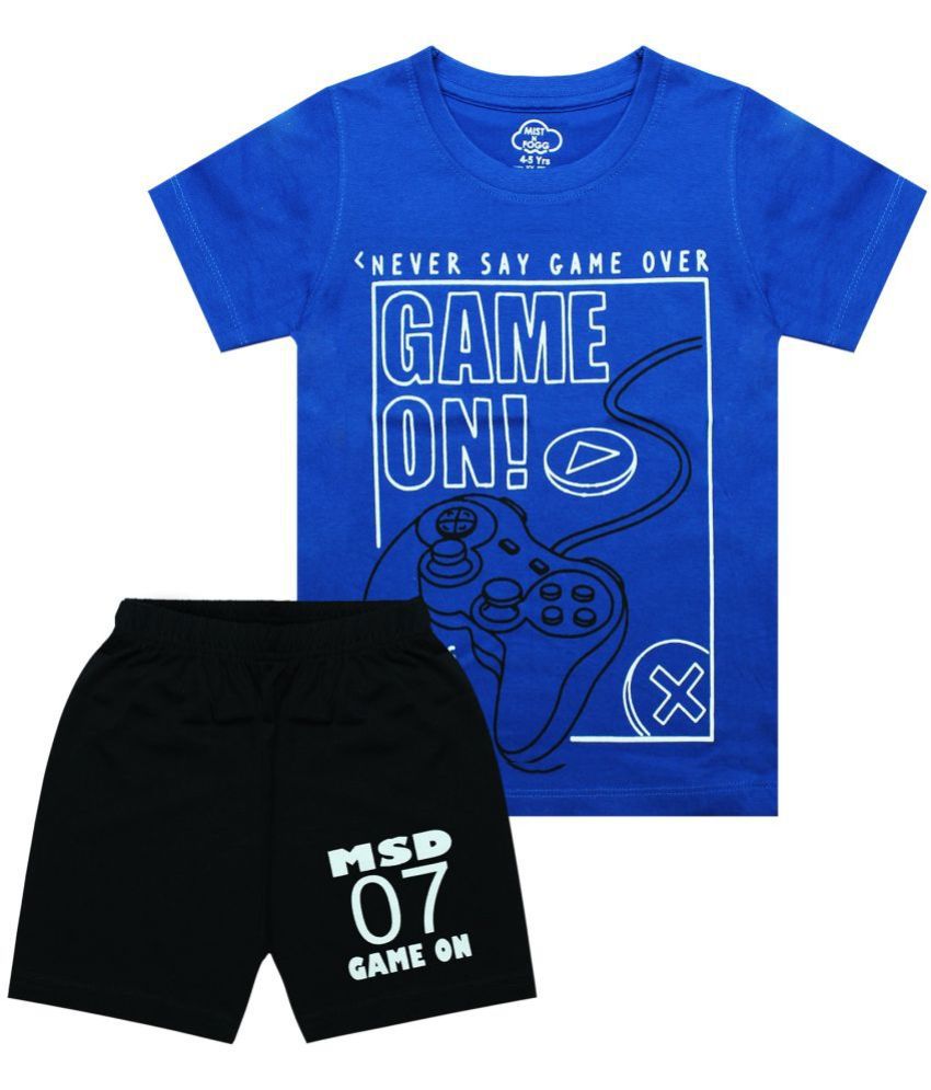     			MIST N FOGG - Blue Cotton Blend Boys T-Shirt & Shorts ( Pack of 1 )