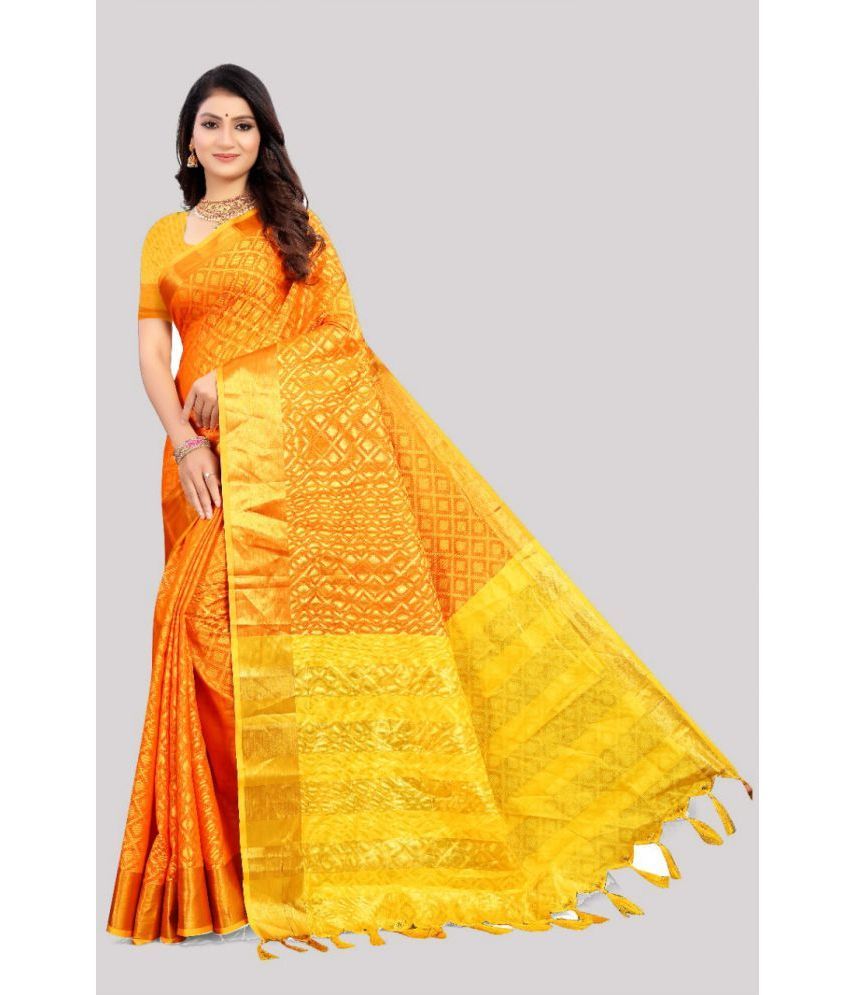     			SHREENATH FABRICS - Orange Silk Saree With Blouse Piece ( Pack of 1 )