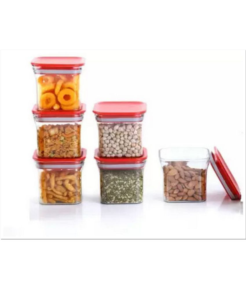     			VARKAUS - Red Polycarbonate Dal Container ( Pack of 6 )