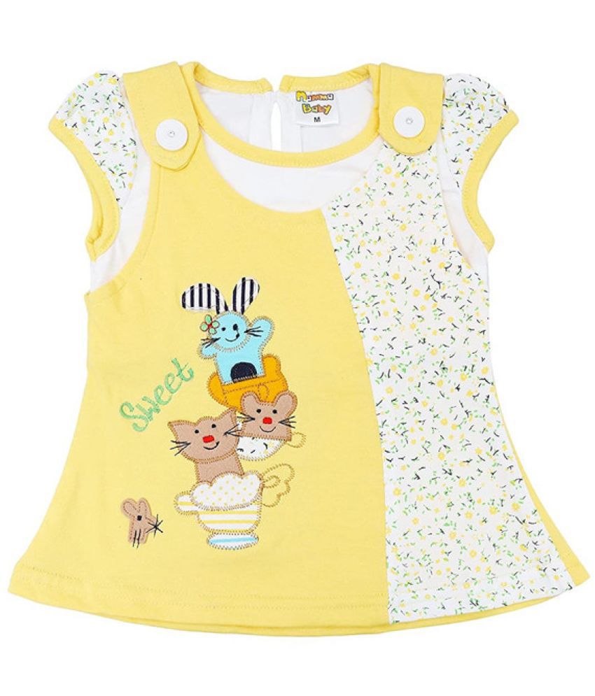     			NammaBaby - Yellow Cotton Blend Baby Girl Frock ( Pack of 1 )