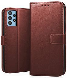 KOVADO - Brown Artificial Leather Flip Cover Compatible For Samsung Galaxy A23 5g ( Pack of 1 )