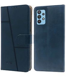 NBOX - Blue Artificial Leather Flip Cover Compatible For Samsung Galaxy A23 ( Pack of 1 )