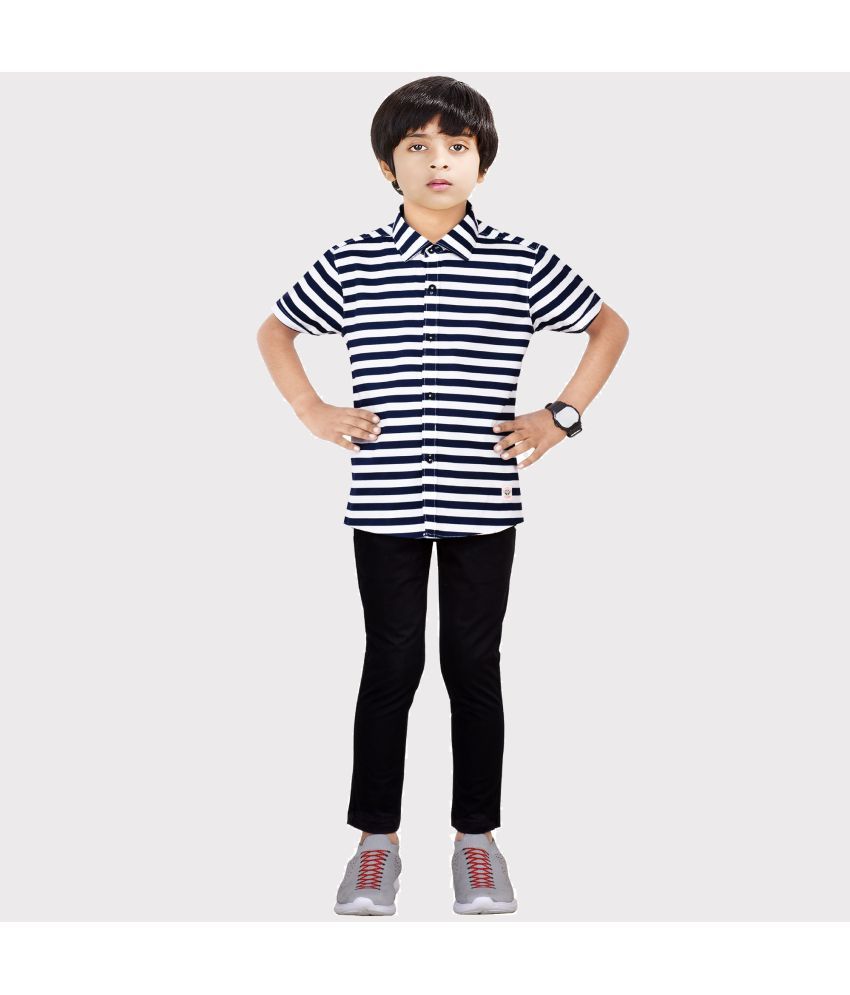     			Made In The Shade - Navy Blue Cotton Boys Shirt & Pants ( Pack of 1 )