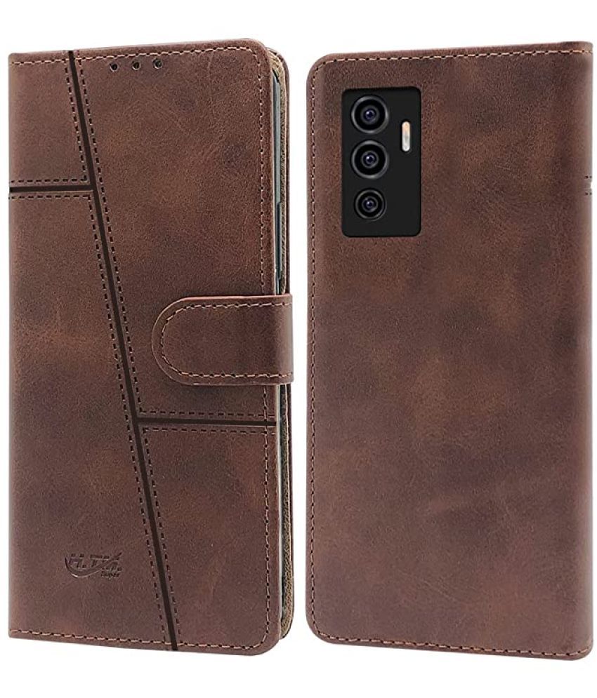     			NBOX - Brown Artificial Leather Flip Cover Compatible For Vivo V23E ( Pack of 1 )